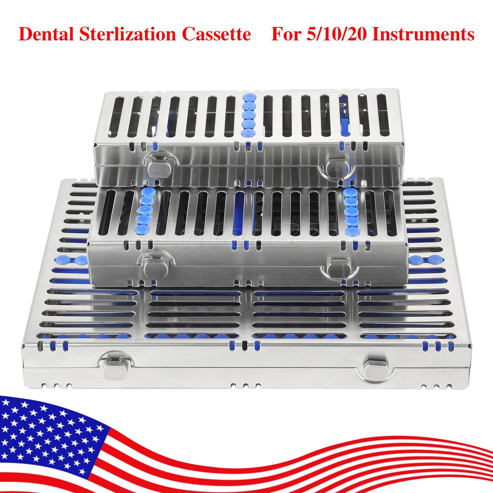 Dental Autoclave Cassette Tray Rack metal Box Instrument Sterilization5/10/20Ins