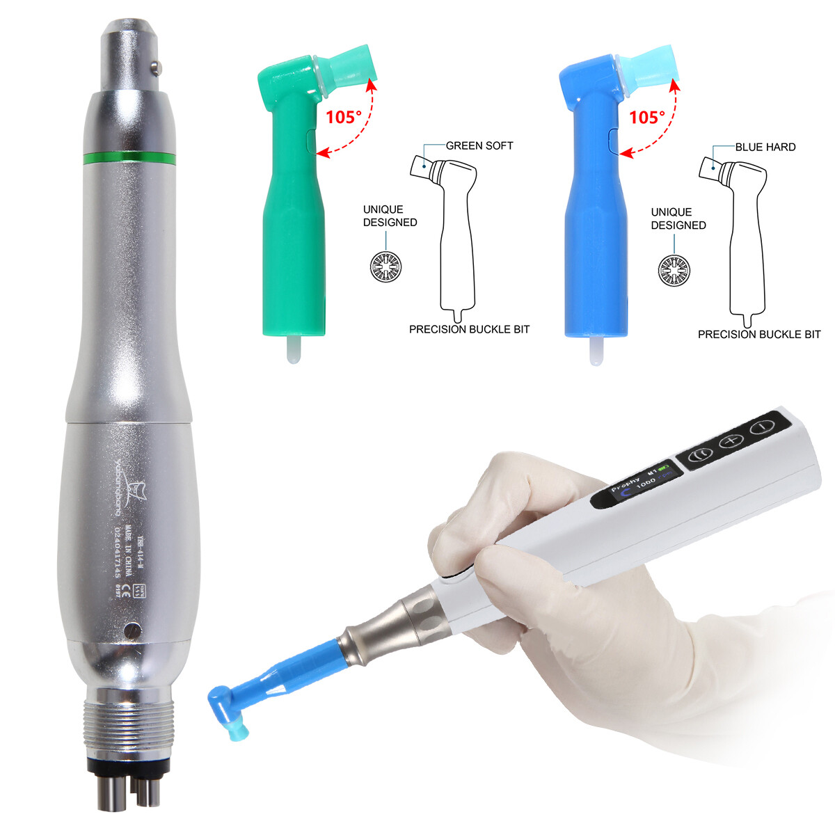 Dental Wireless Hygiene Prophy Handpiece /4:1 Air Motor 4 Holes /105° Angles