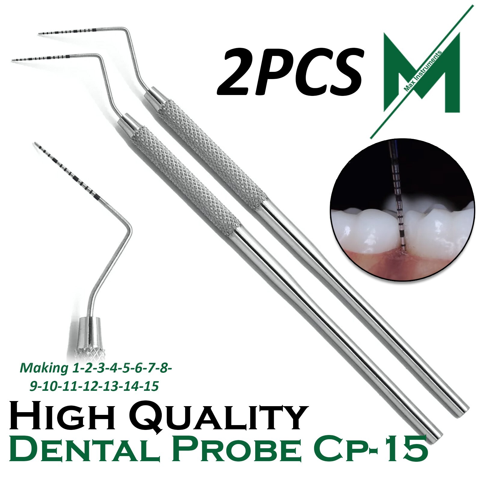Periodontal CP-15 Probe Color Coded Marking Probe Dental Perio Pocket Depth