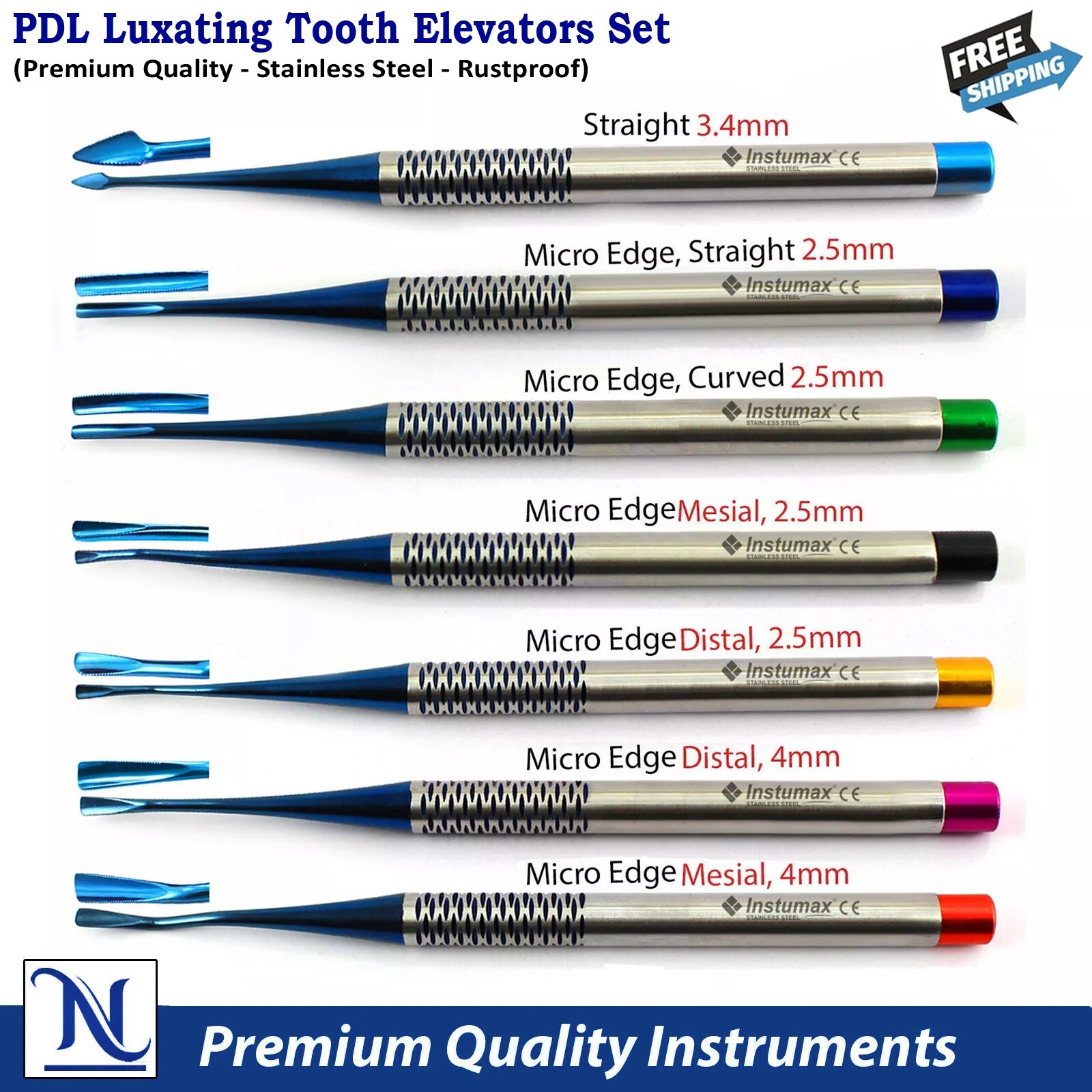 PDL ELEVATOR PROXIMATORS ROOT EXTRACTING DENTAL SET of X7 DENTAL + CASSETTE