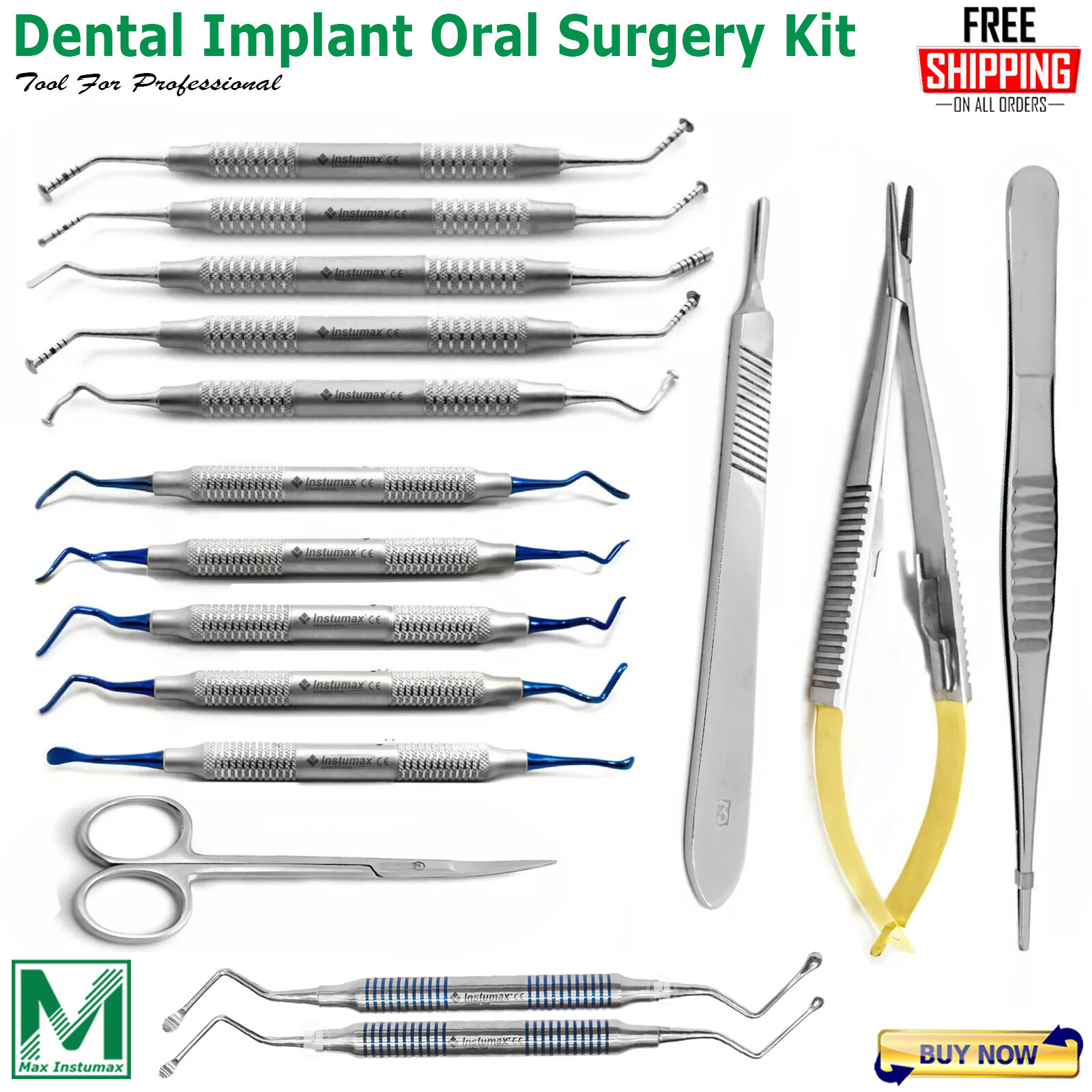 Surgery Implant Kit Dental Periotome Elevators Perio Gum Vista Sinus Tunneling