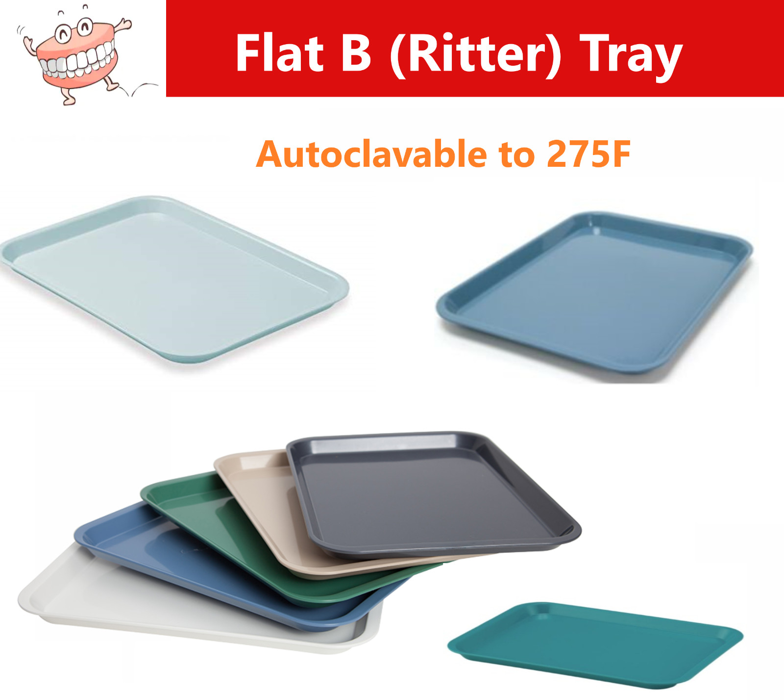 DENTAL SETUP TRAY SIZE B (RITTER) – PLASTIC 13½” x 9⅝” x ⅞”, Autoclave to 275F