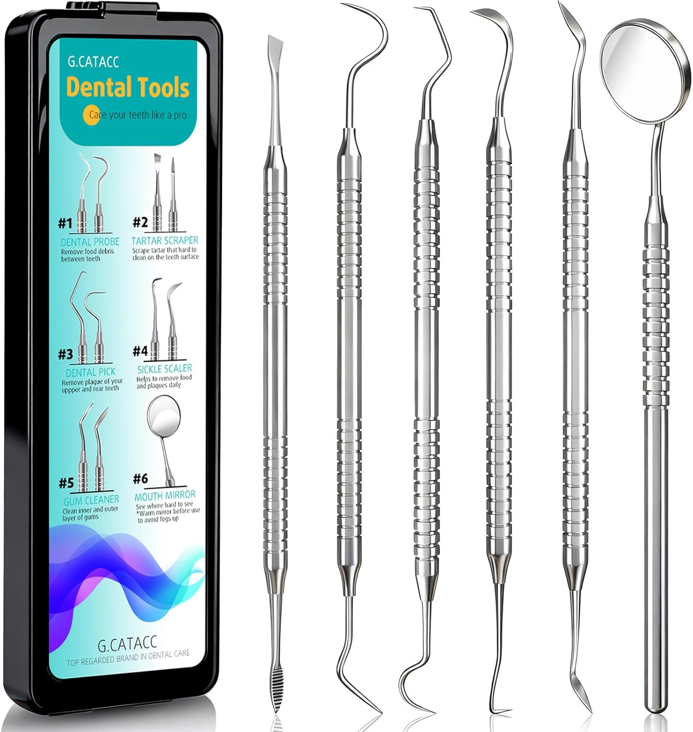 Dental Cleaning Stainless Steel Pick Scraper Plaque Tartar Remover Kit Set