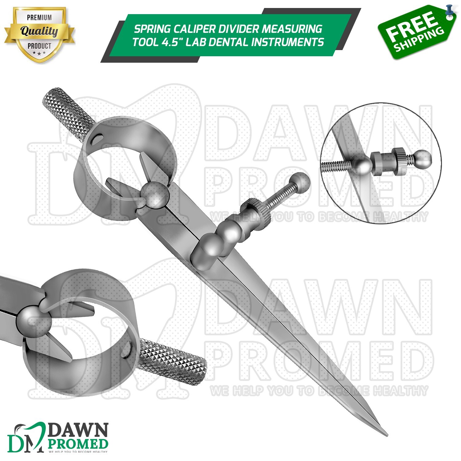 Spring Caliper Divider Measuring Tool 4.5″ Lab Dental Instruments German Grade