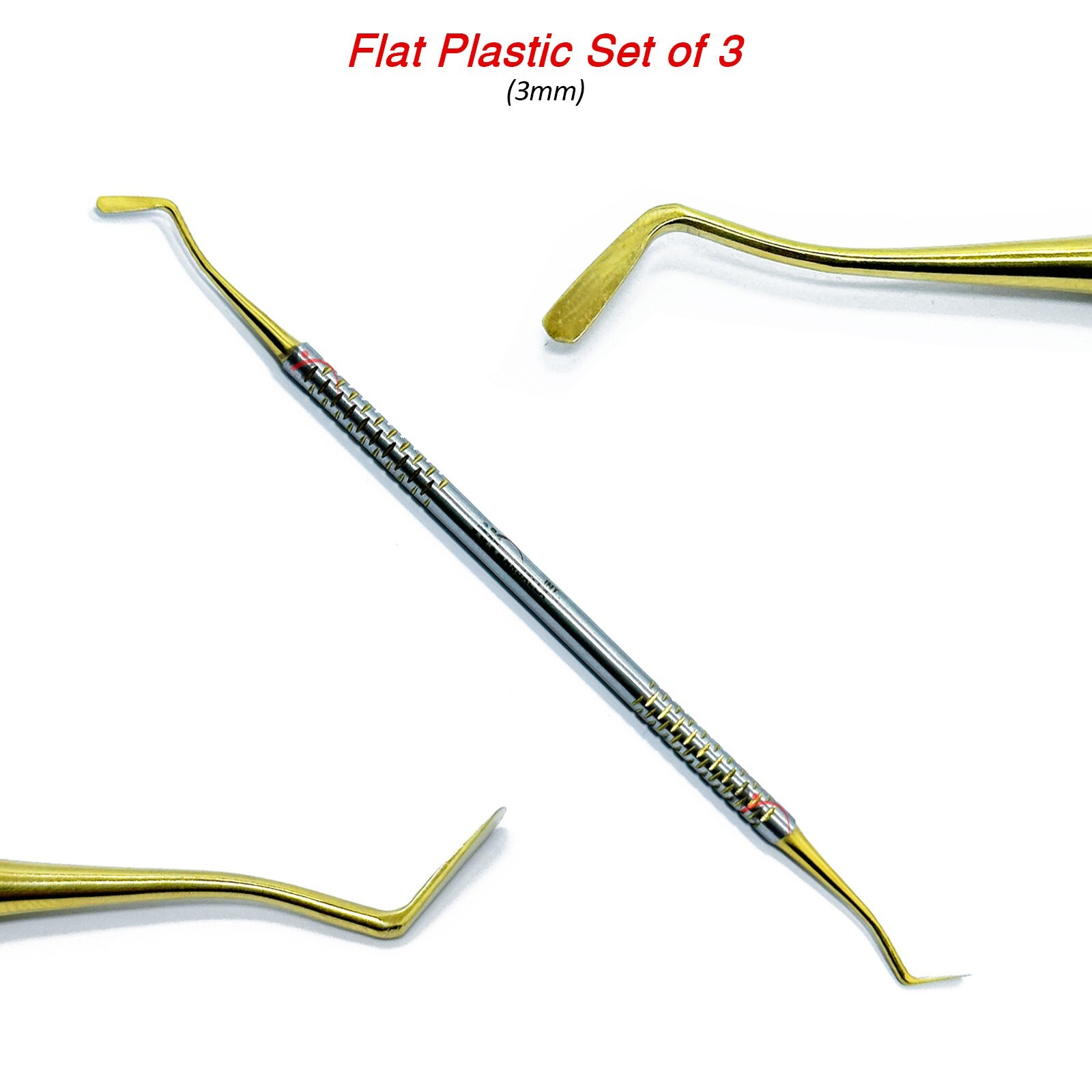 Dental Flat Plastic Filling Instruments Composite Gold & Blue Tips Restoration
