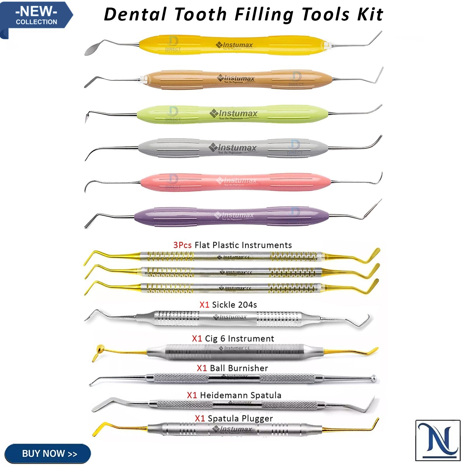 Dental Restoration Kit Heideman, Silicone Scalers, Spatula, Plugger & Burnisher