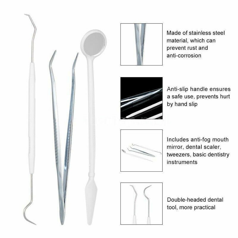 3Pcs/Pack Dental Disposable Stainless Steel+ Plastic Mouth Mirror Tweezers Probe