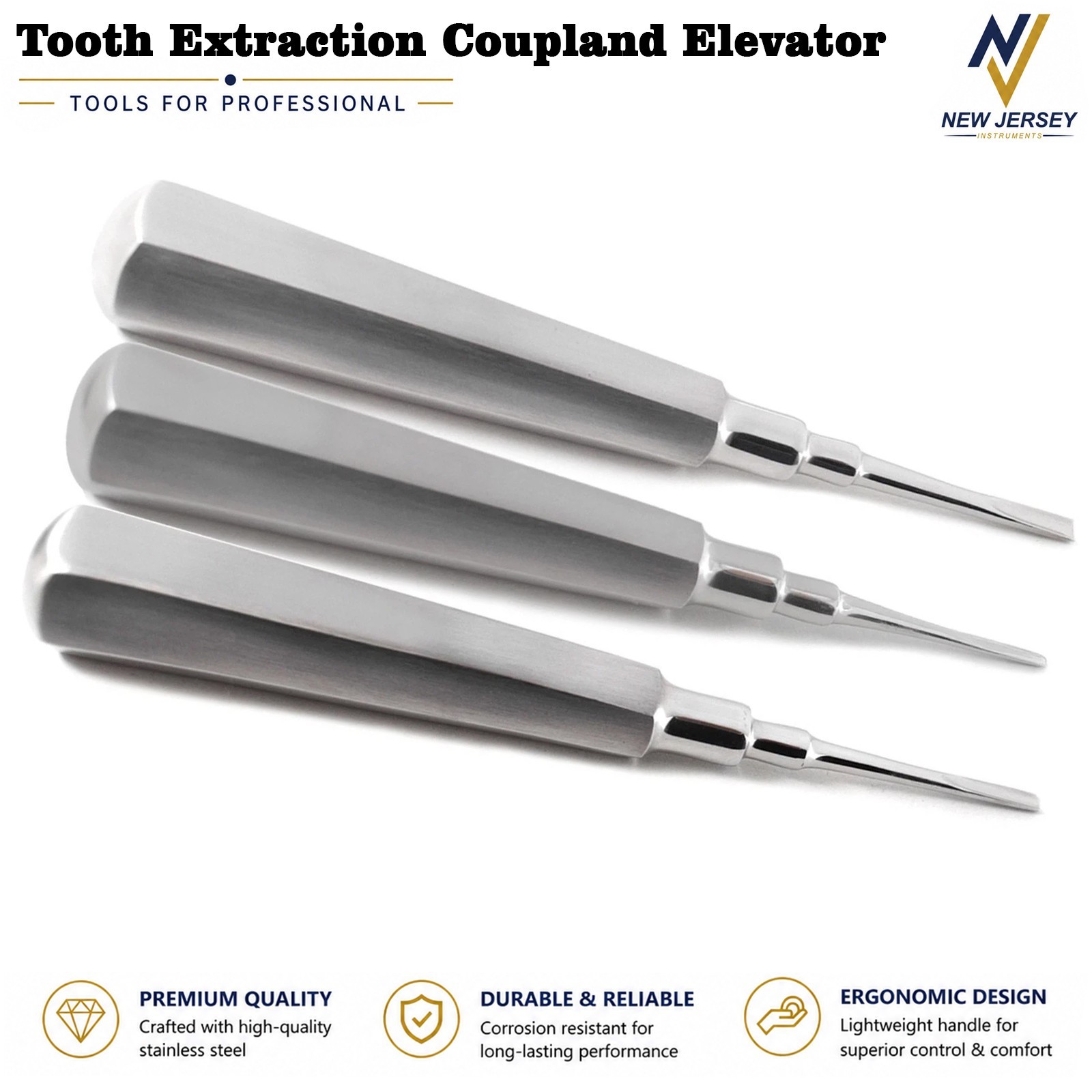 Dental Elevators Coupland Elevators Set of 3 Extracting Extraction Instruments