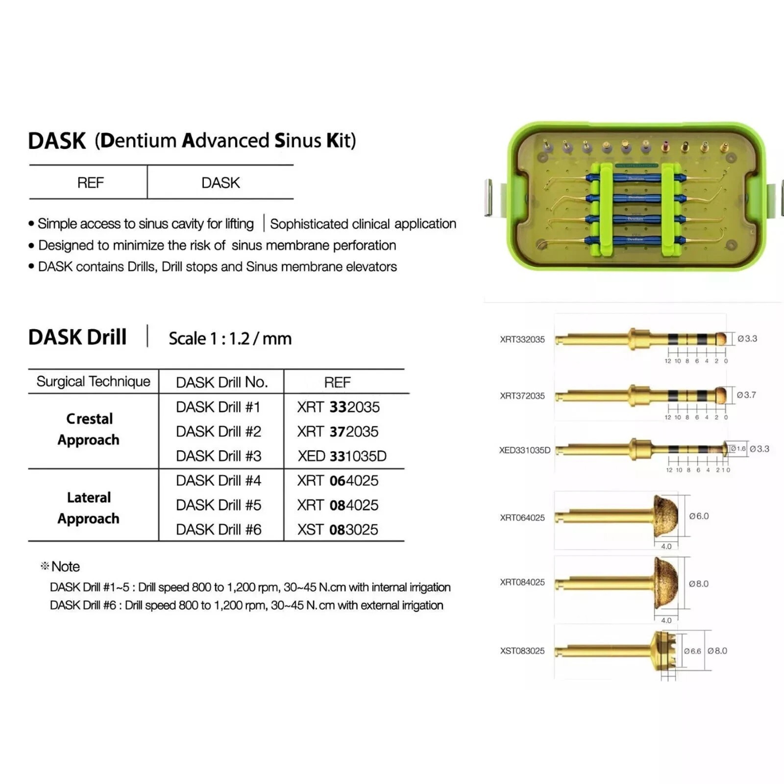 DASK Dental Sinus Lift Kit Lateral Crestal Drills Stoppers Elevation Instruments