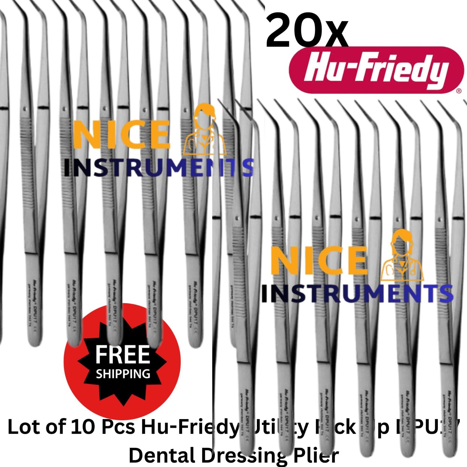 Lot of 20Pcs Hu-Friedy Utility Pick Up DPU17 Dental Dressing Plier