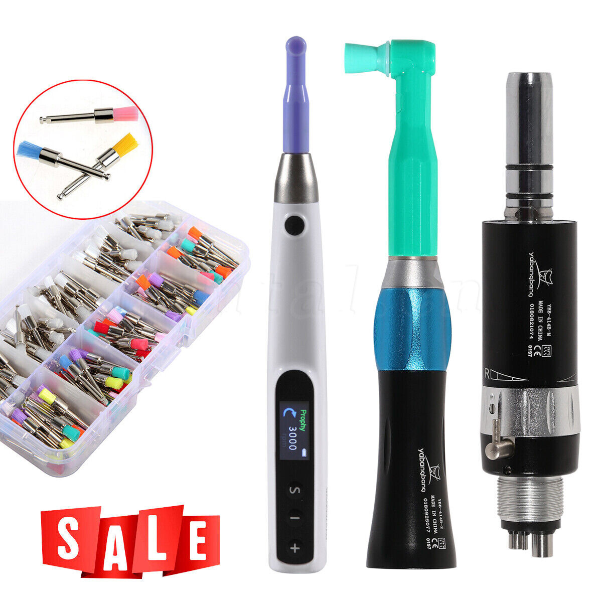 Dental Hygiene Prophy Handpiece / Straight Nosecone Black/ Prophy Angle /Brushes