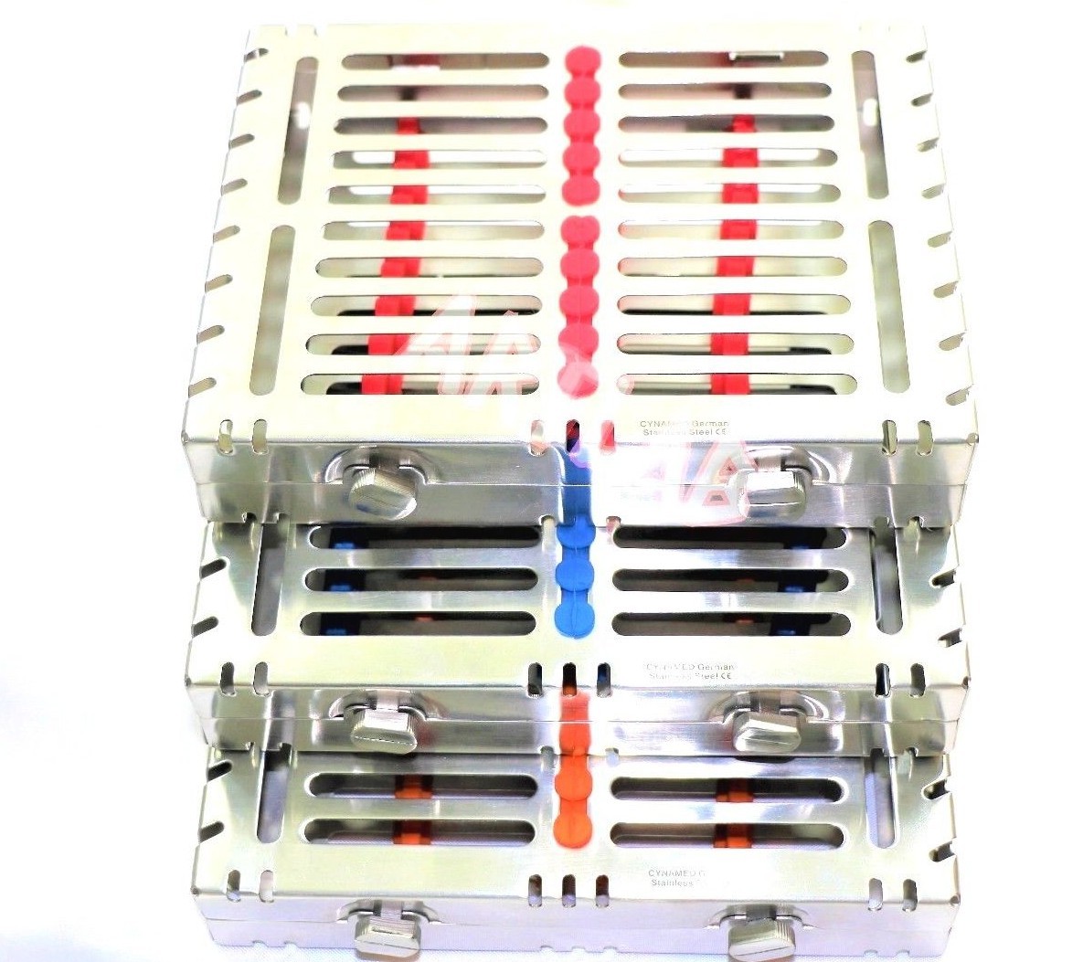 3 DETACHABLE DENTAL AUTOCLAVE STERILIZATION CASSETTES RACK BOX FOR 10 INSTRUMENT