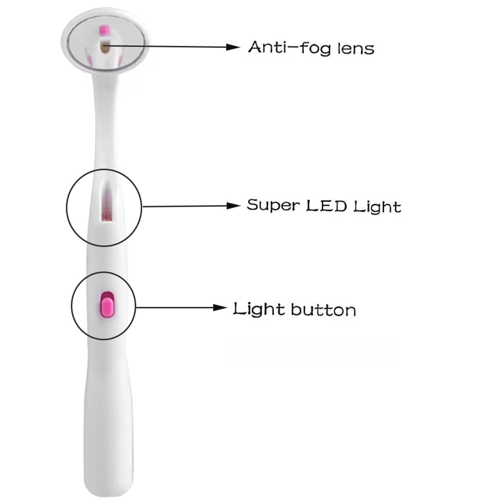 Mirror With LED Light Oral Teeth Checking Mirror Tooth Care Dentist Tools Pink