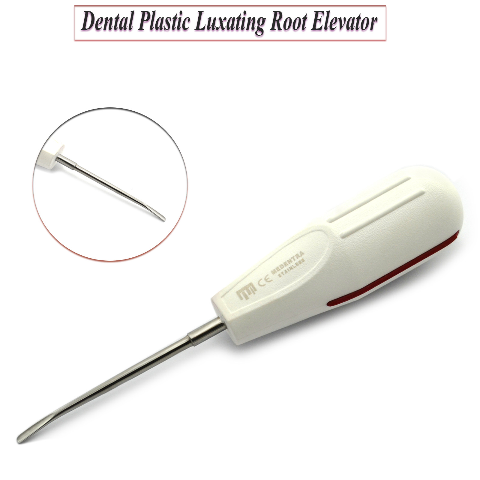 Dental Luxating Elevator White Plastic Handle Root Surgery Extracting Instrument