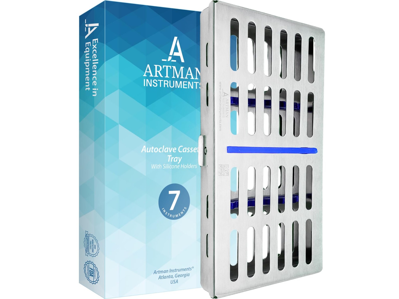 ARTMAN Instrument Cassette Rack for 5,7,10 & 20 For 7 Instruments, Silver