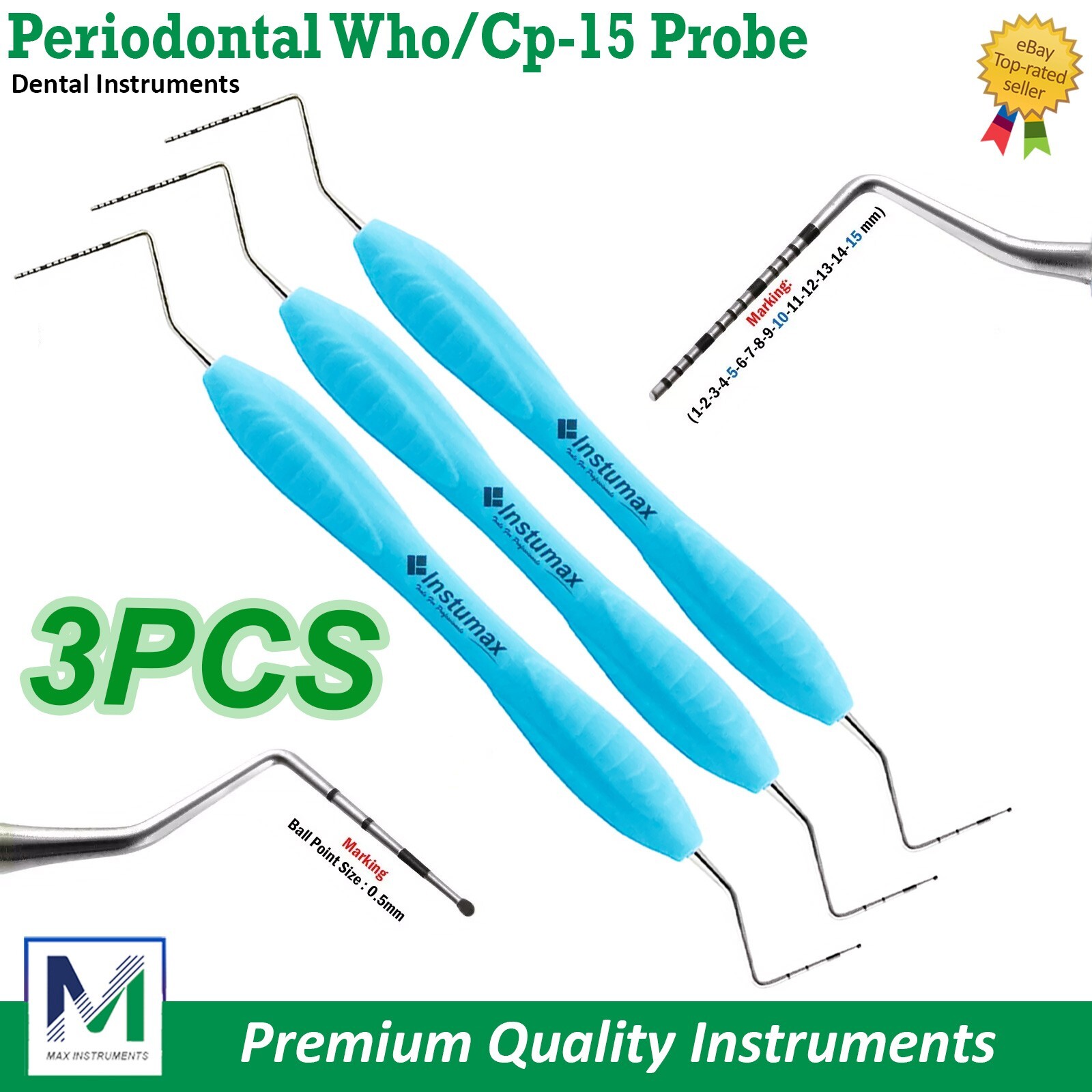 Periodontal Color Coded UNC15/WHO Marking Probe Screening Pocket Depth Measure