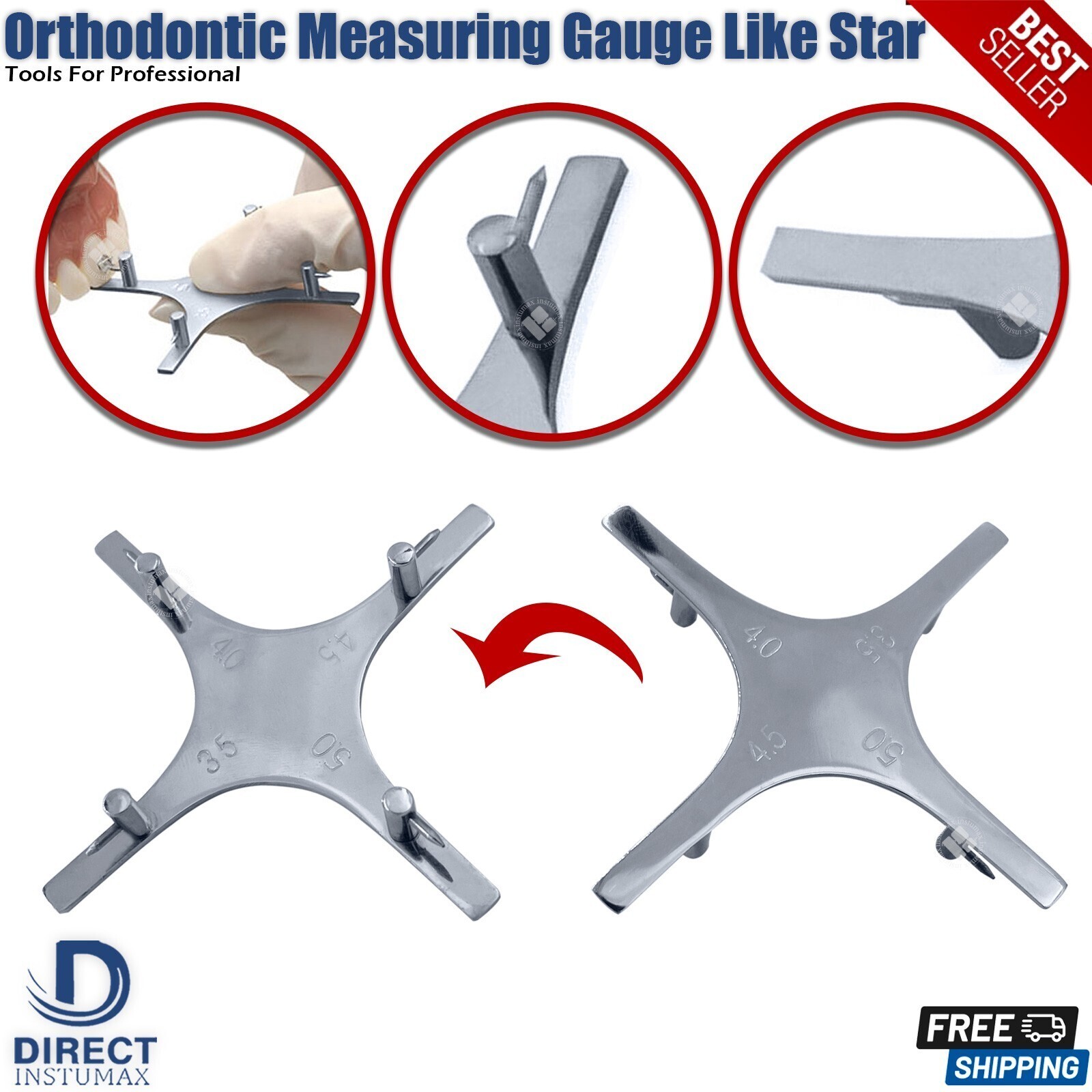 Dental Bracket Height Gauge Star Orthodontic Posterior Positioning Bite Stick CE