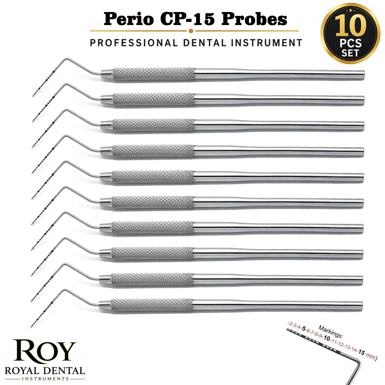 Perio CP-15 Exam Probes Single End PSR Dental Diagnostic Examination Probe 10PCS