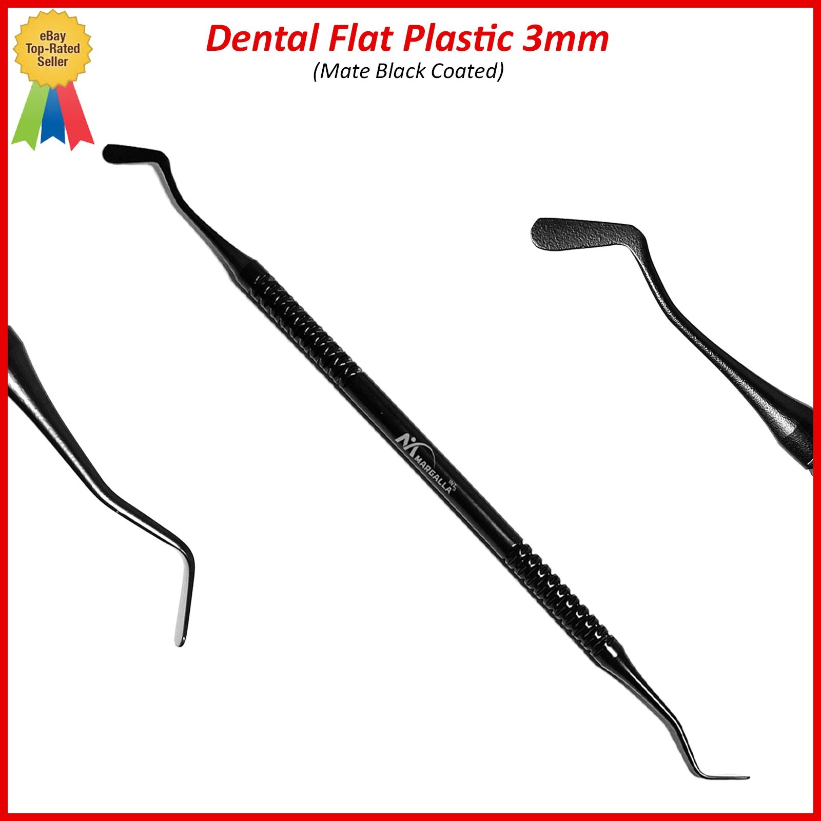 Dental Flat Mate Black Plastic 3mm Restorative Filling Amalgam Double Ended