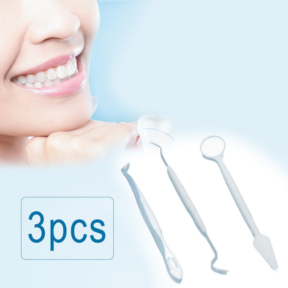 3Pcs/Pack Dental Disposable Stainless Steel+ Plastic Mouth Mirror Tweezers Probe