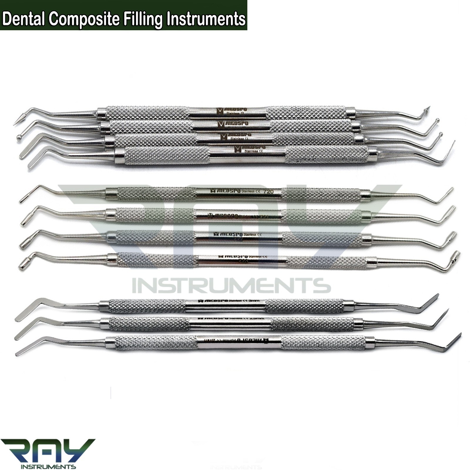 12 Pcs Dental Amalgam Composite Filling Instruments Plugger Restorative Tools
