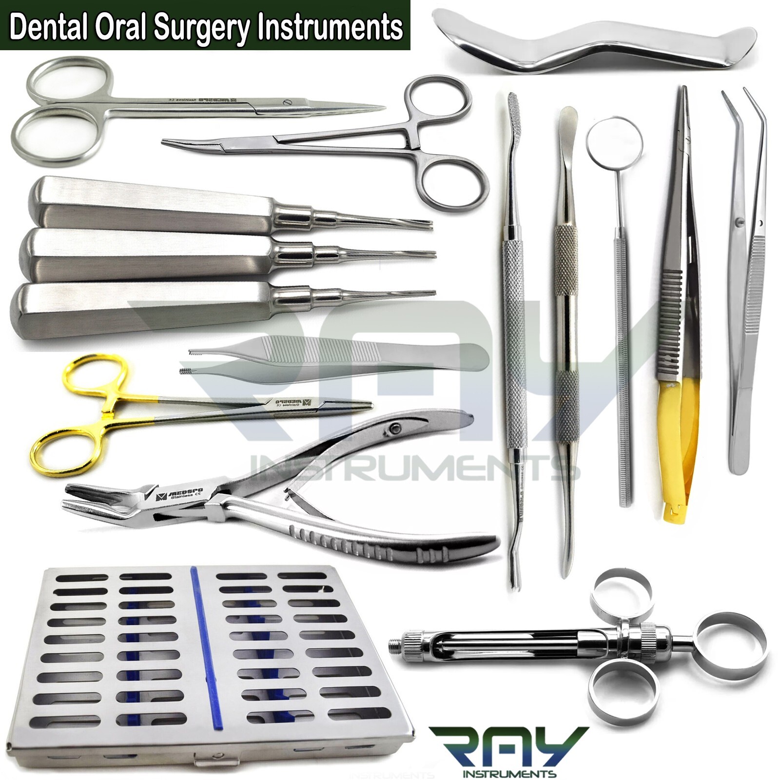 Dental Oral Surgery Kit With Holding Instruments Cassette Forceps Elevators CE