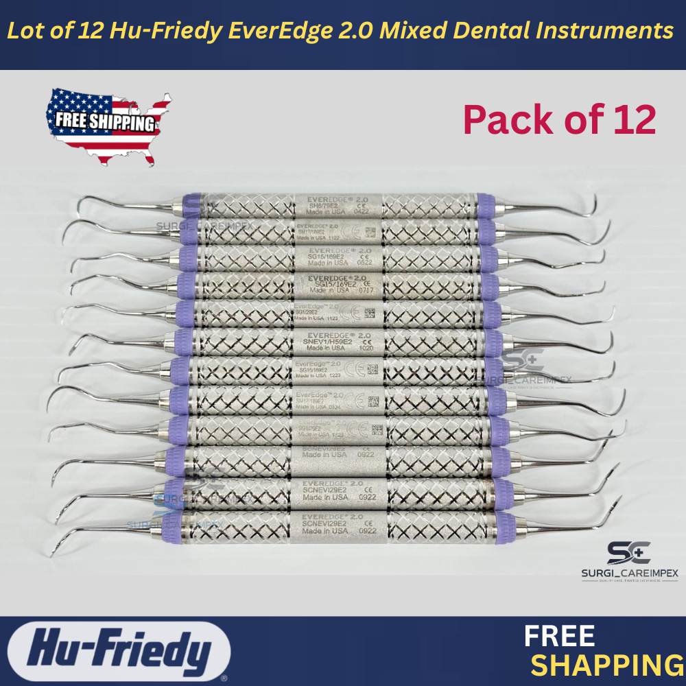 Lot of 12 Hu-Friedy EverEdge 2.0 Mixed Dental Instruments