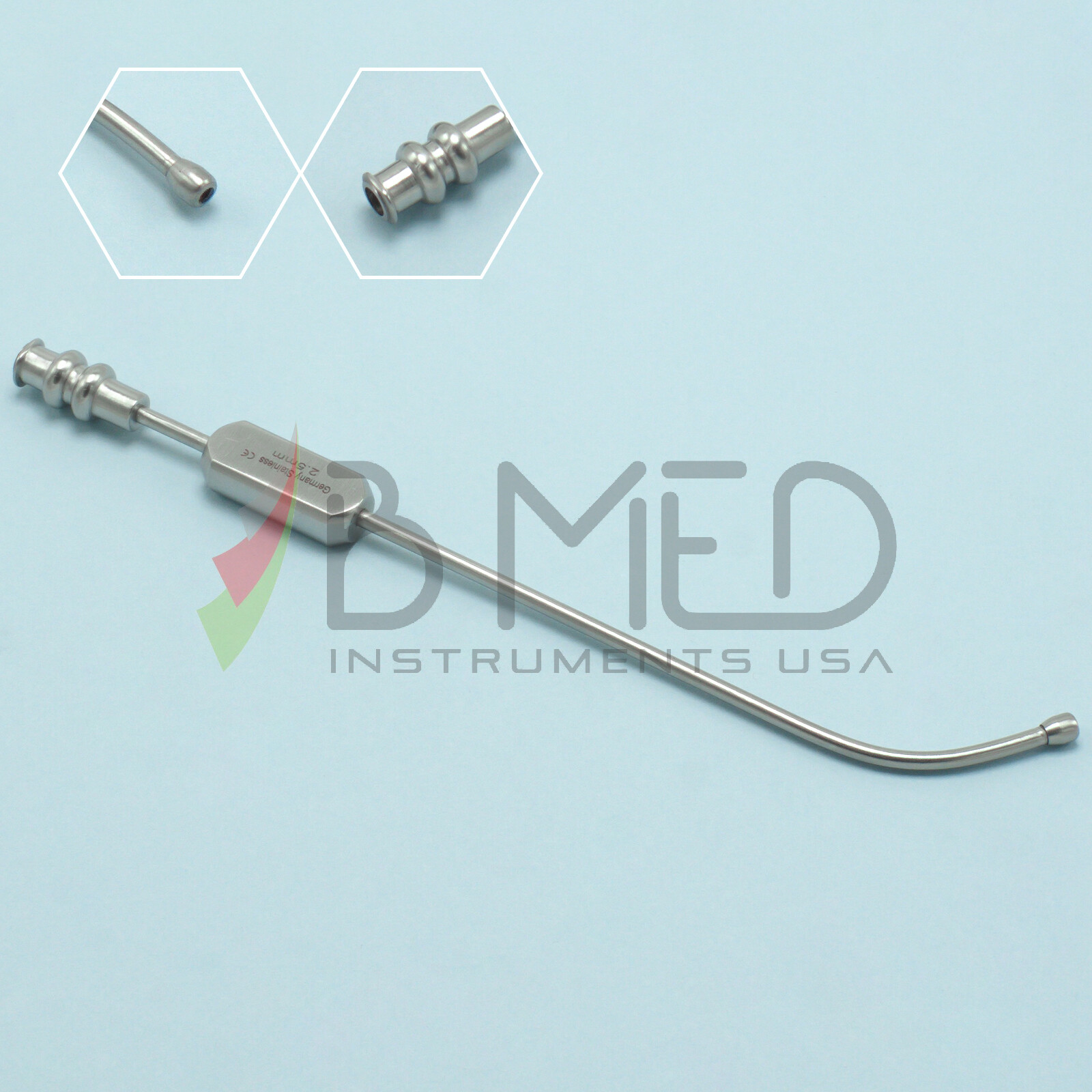 OR Grade Sinus Cannula Suction Tube 2.5mm Curved Ent Dental Implant Instruments
