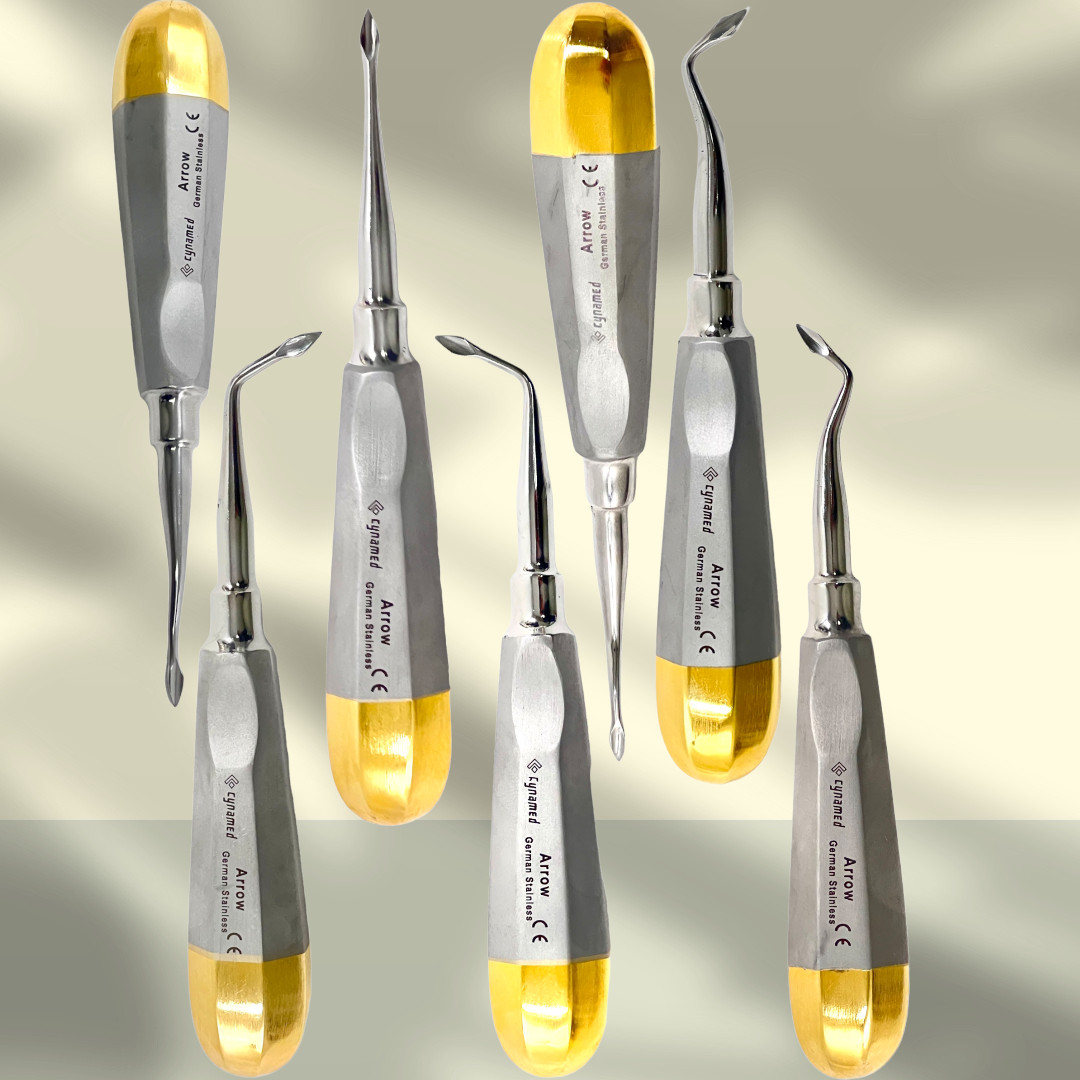 7pc Set Bernard Dental Elevator Luxating Spade Shaped Tip Concave Handle-ArTLaB