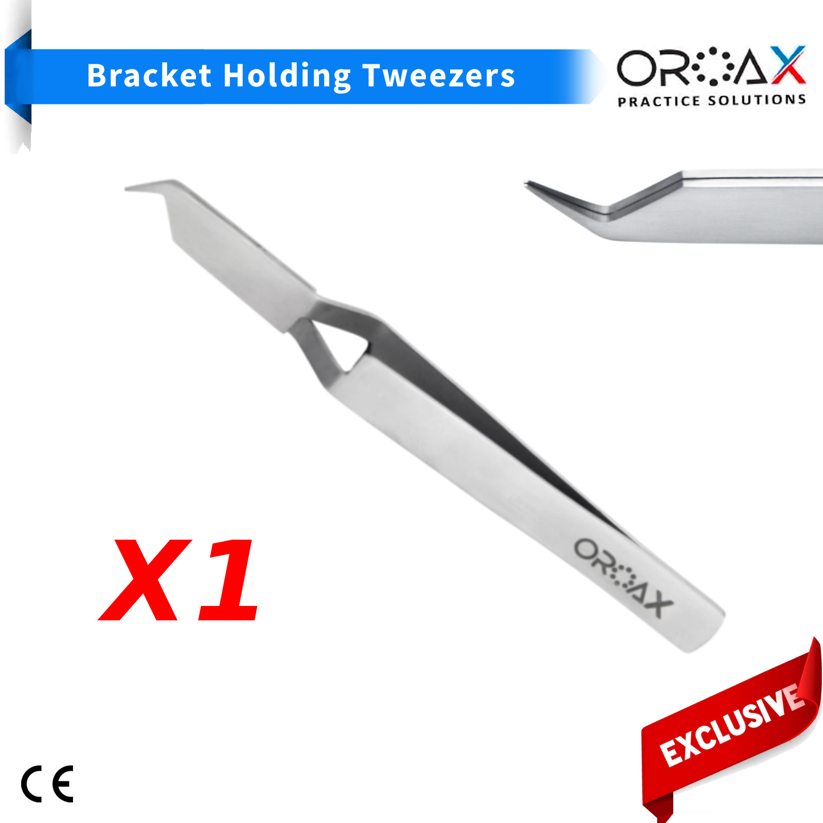 Orthodontic Bracket Placing Tweezers Angled Tip Positioning Dental Placer Tool