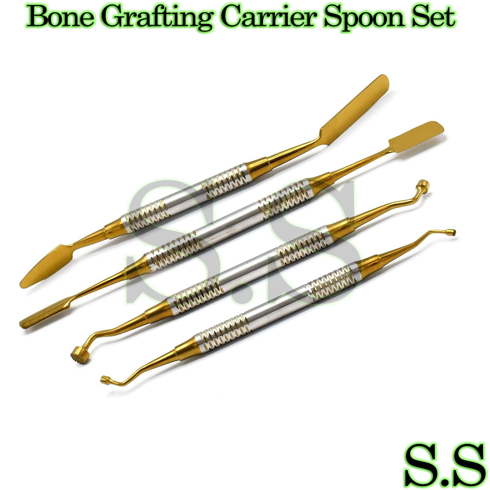 Prf Set of Bone Grafting Carrier Spoon Dental Kit Dental Instrument Gold DN-2190