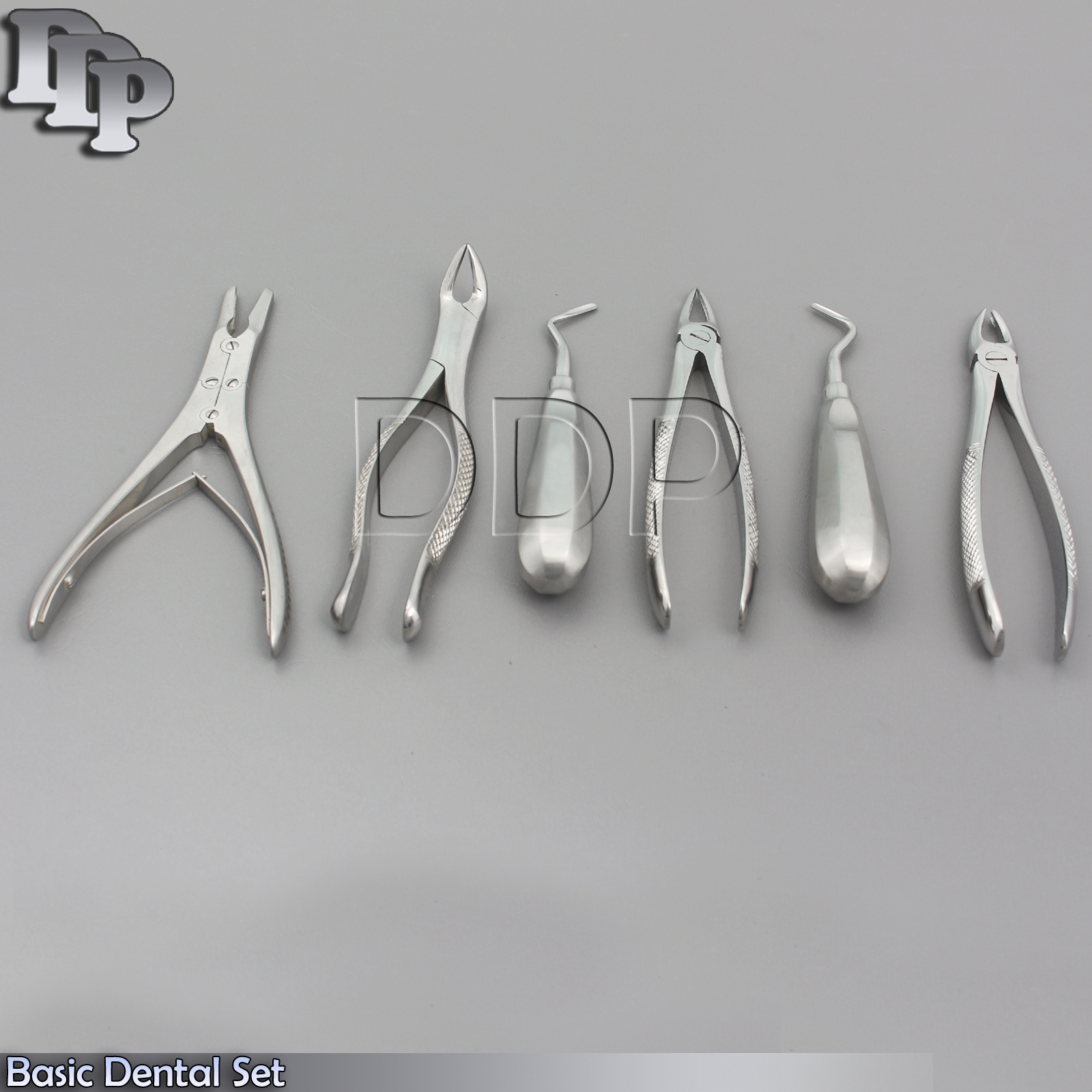 Basic Dental Surgical 6Pcs- Extracting,Elevator,Ruskin Roungers Instruments