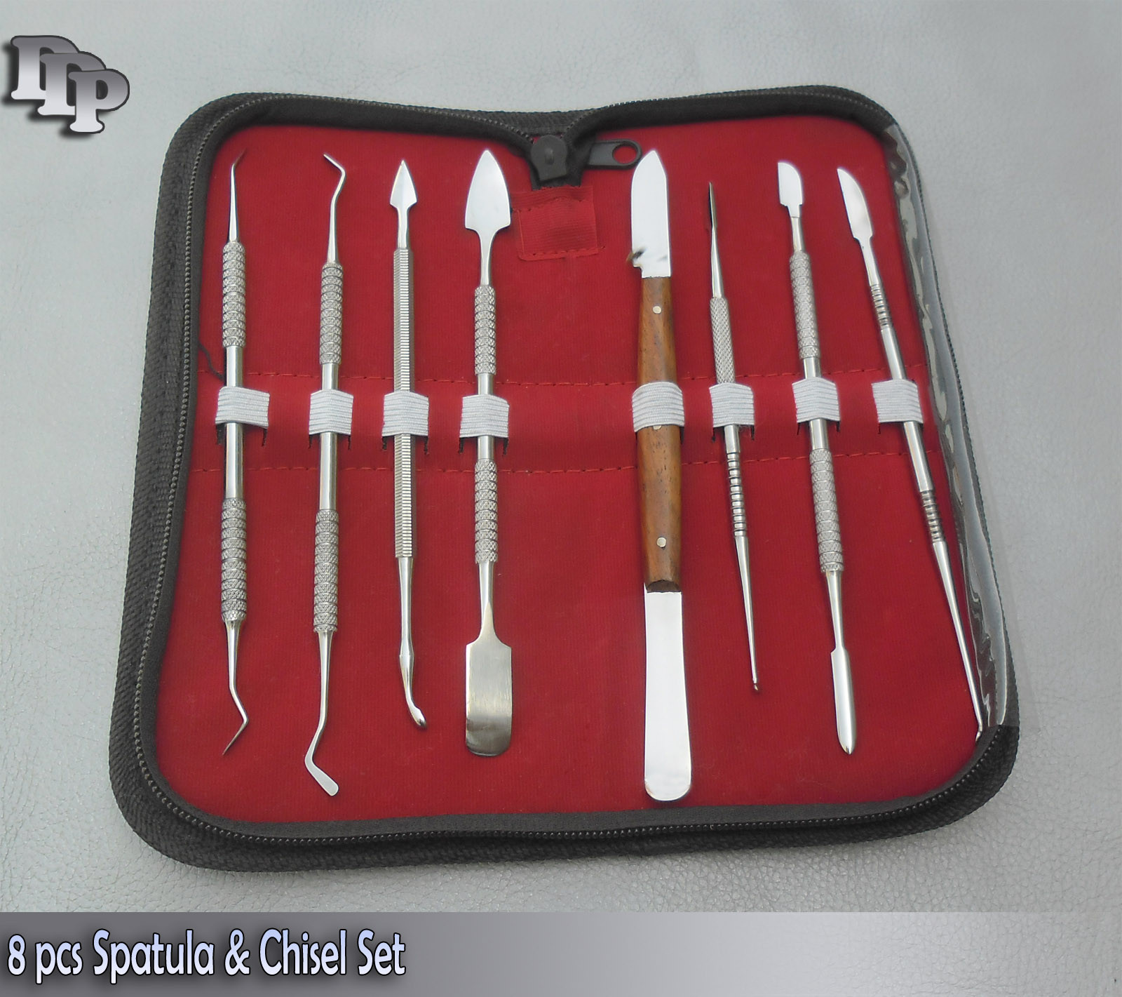 8 pcs Spatula & Chisel Dental Picks with Pouch Good Quality DDP Instruments
