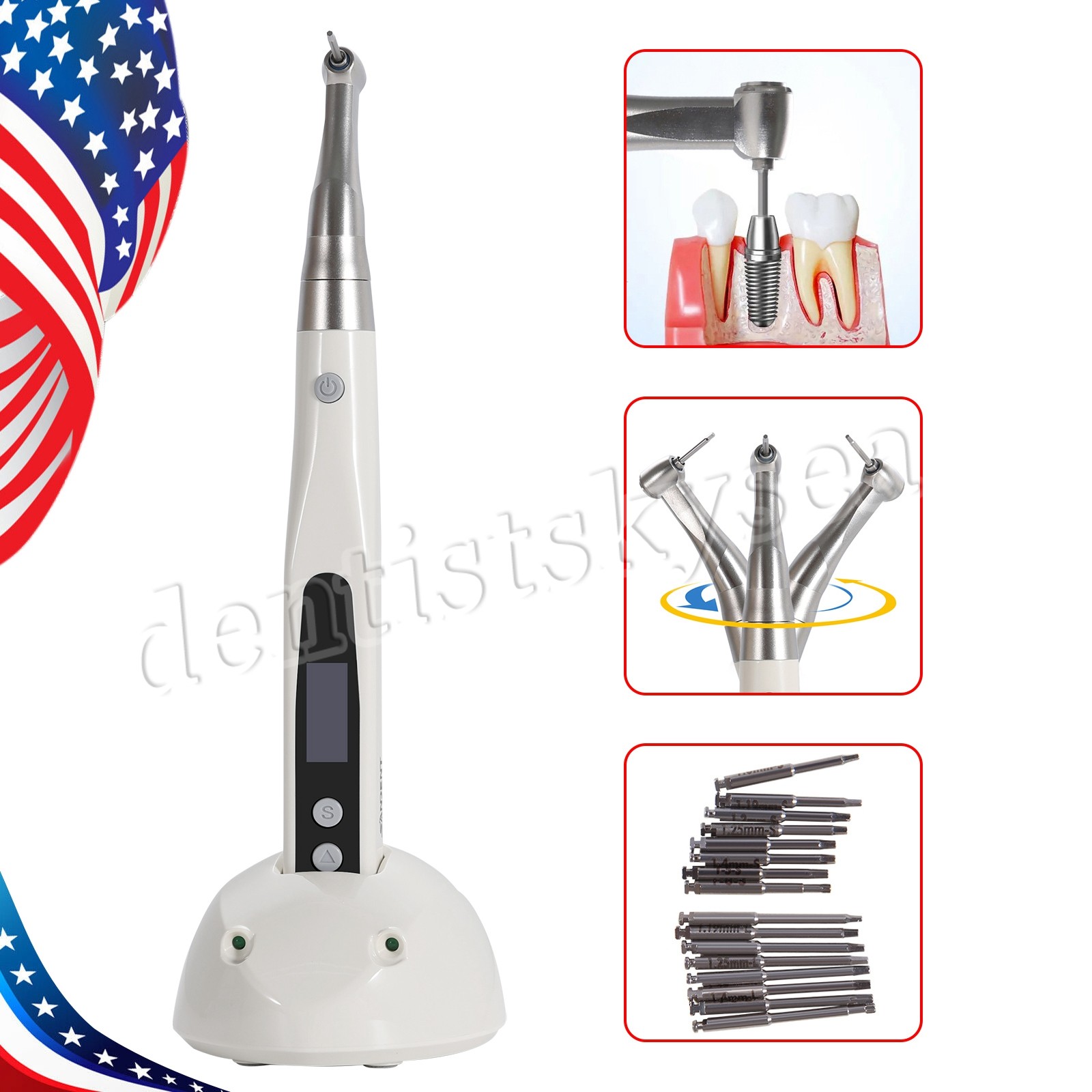 Dental Wireless Implant Electric Torque Wrench Handpiece Tool Driver 360° Rotate