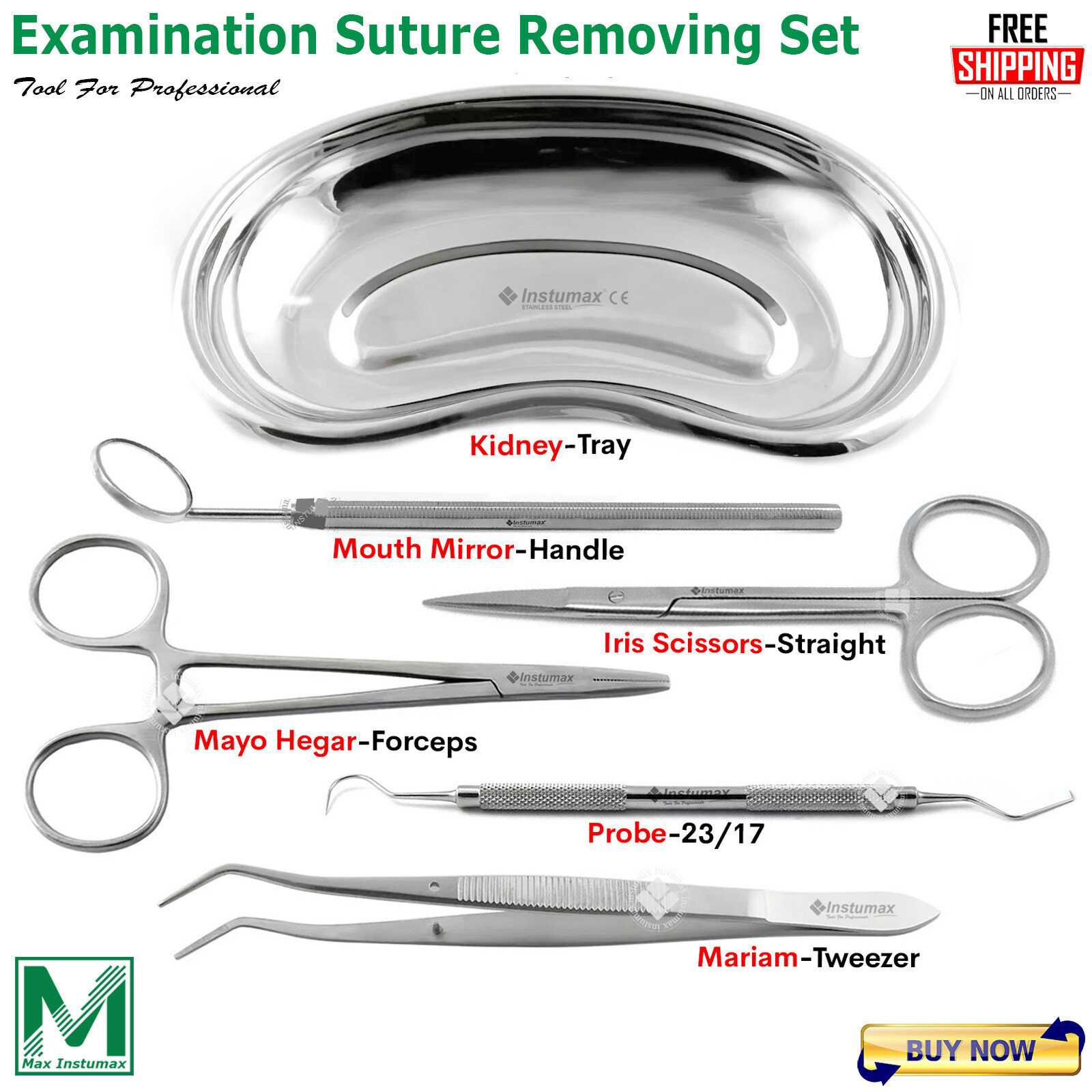 Dental Suture Tray Setup Stainless Steel Premium Instruments Set of 6 PCS