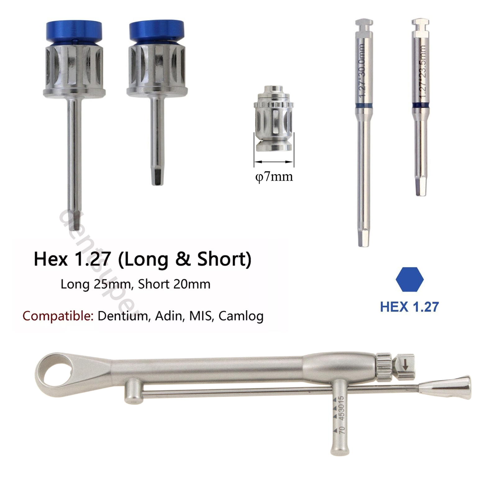 MIS Compatible Implant Screwdriver Set Hex 1.27 Torque Manual & Latch Drivers