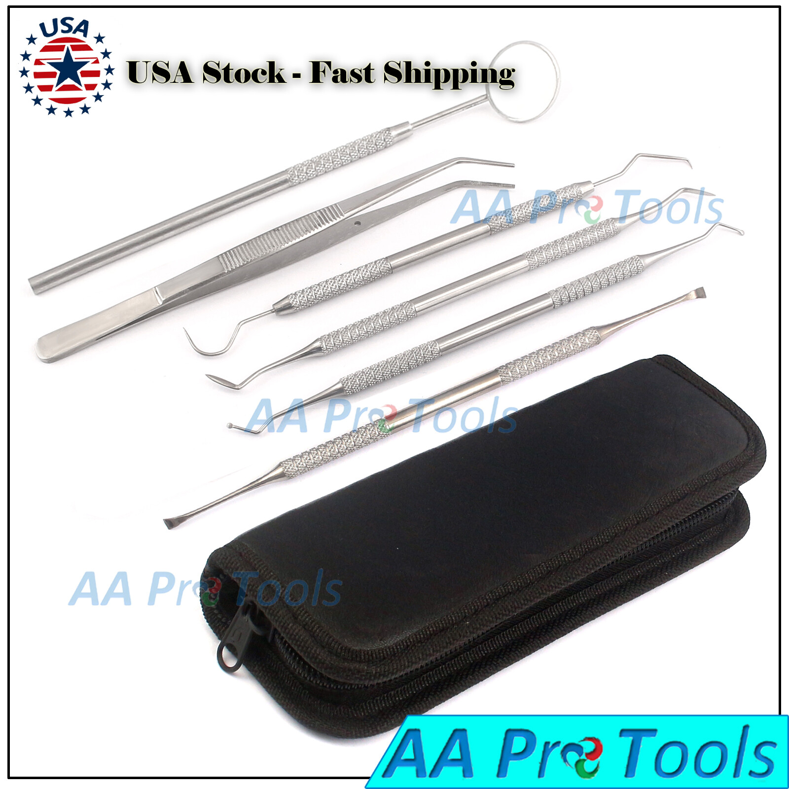 Dental Hygiene Kit Scaler Pick Probe Mirror Tweezer Oral Deep Cleaning Pr-439