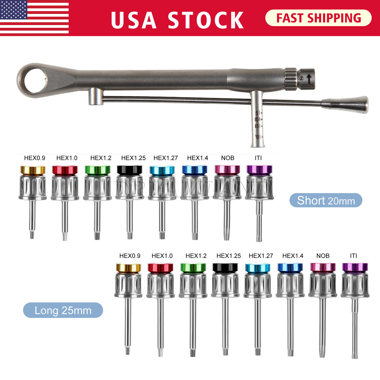Universal Prosthetic Restoration Hand Driver Kit Dental Implant Instrument Tools