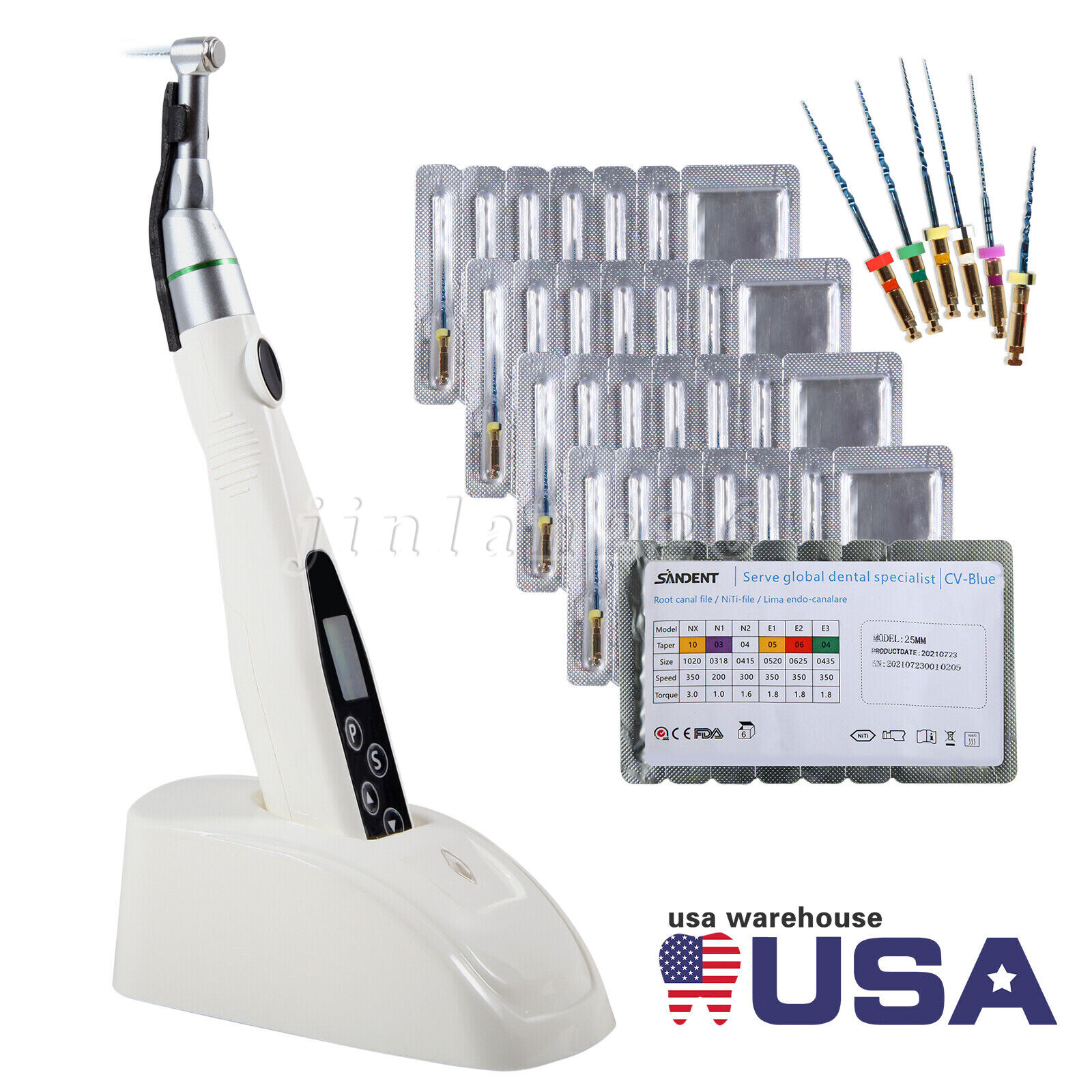 Dental Wireless LED Endo Motor 16:1 Contra Angle Root Canal /5X Endo Rotary File