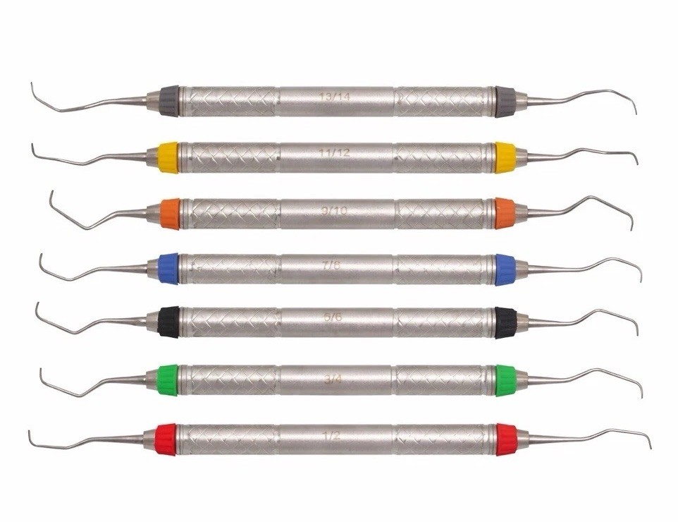 7pcs Gracey Periodontal Curettes Set 1/2–13/14 Double Ended Dental Instruments