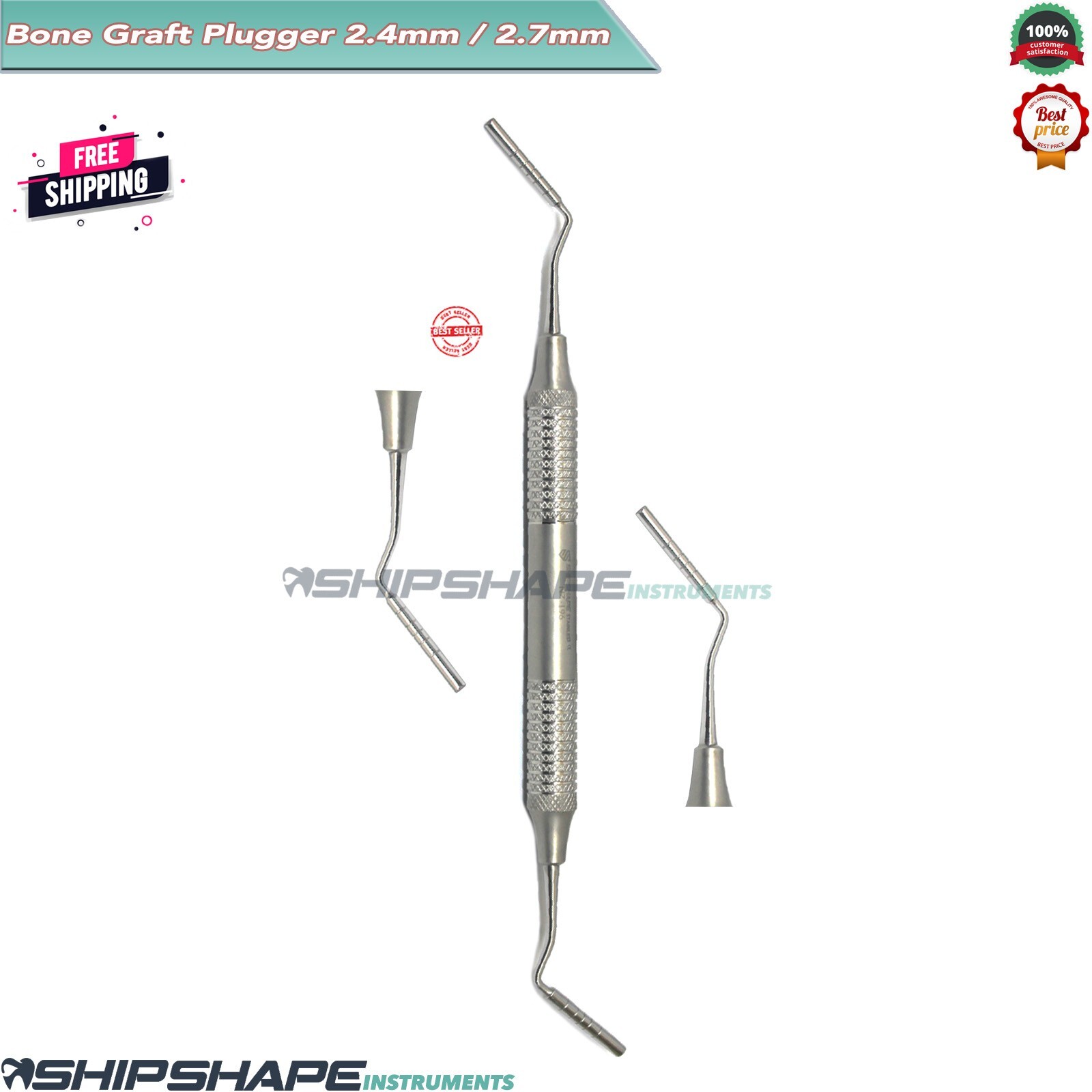 Bone Graft Plugger 2.4mm-2.7mm,Compactor, Packer Implantology Dental Instruments