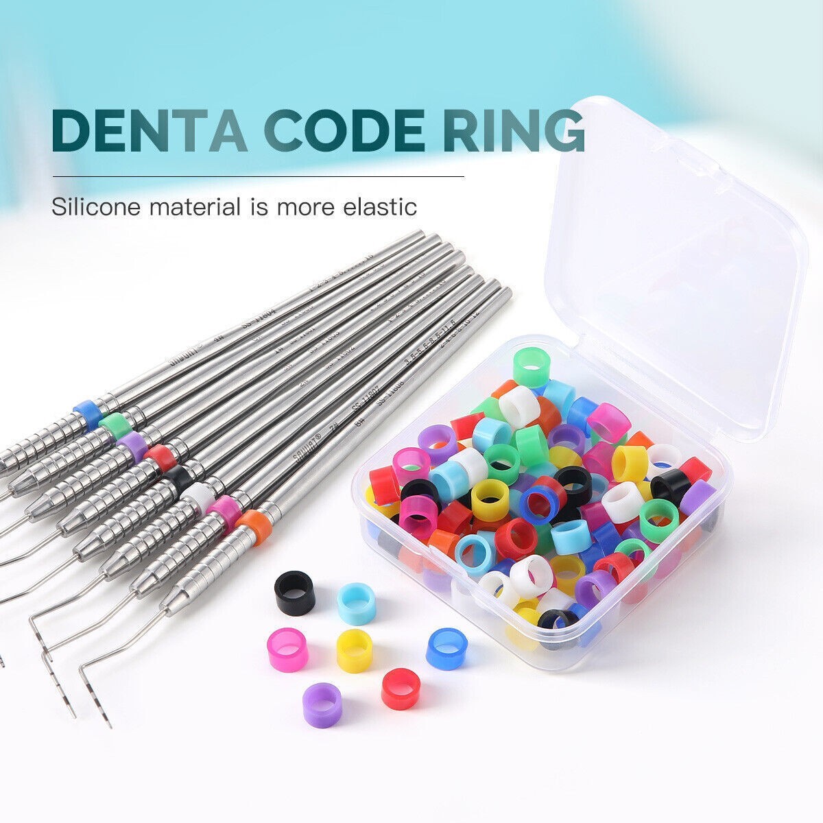 100/Box Dental Silicone Color Code Rings Bands Hygienist Instruments Mixed Color