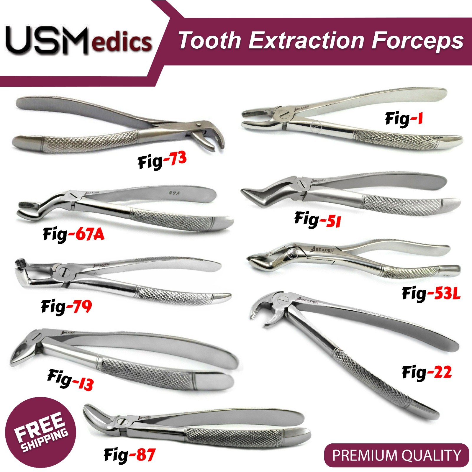 Tooth Removal Dental Extracting Forceps Surgical Upper Lower Molars BEADEN®