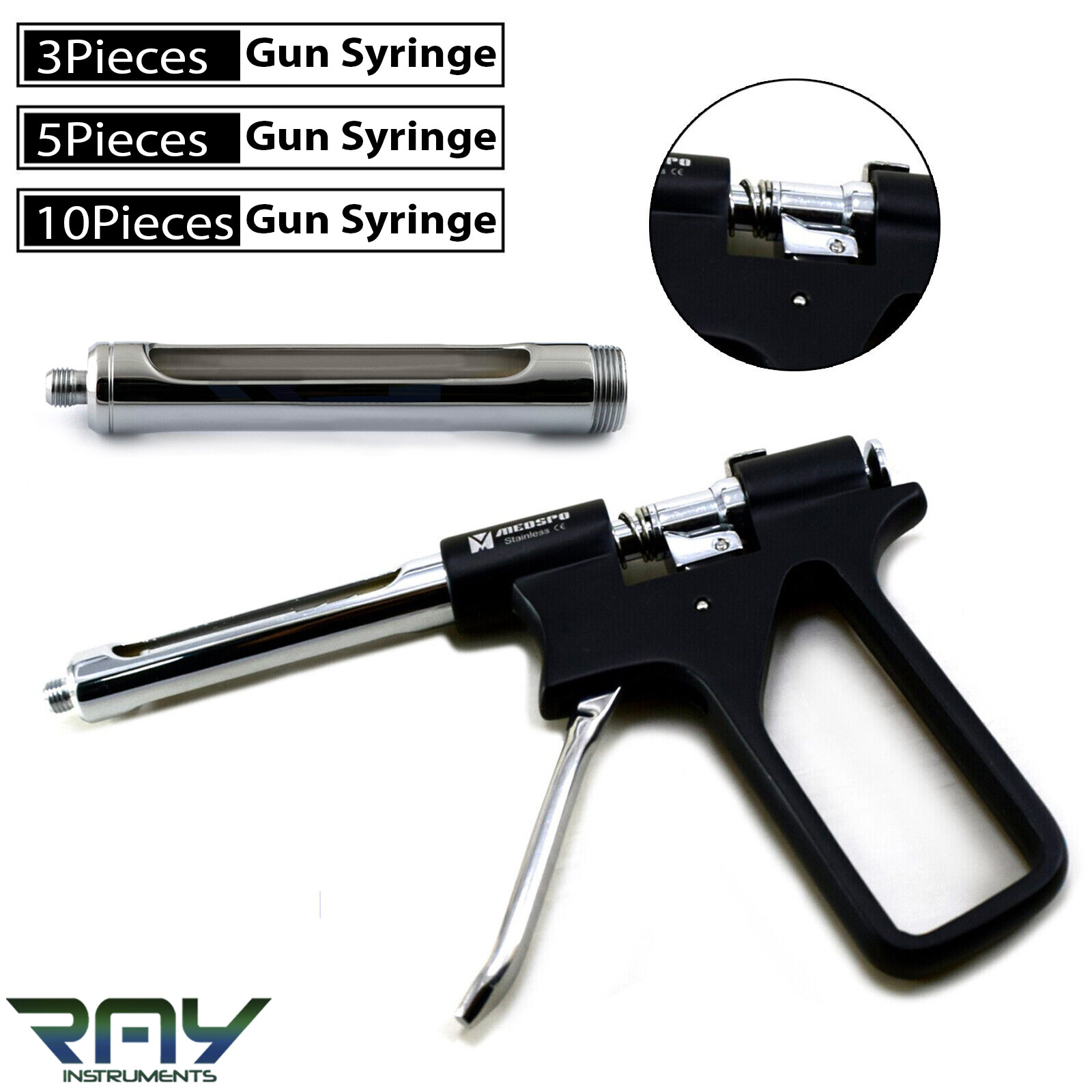 Dental Anesthetic Gun Syringe Intraligamental Black 1.8ML Injection EUR Threads
