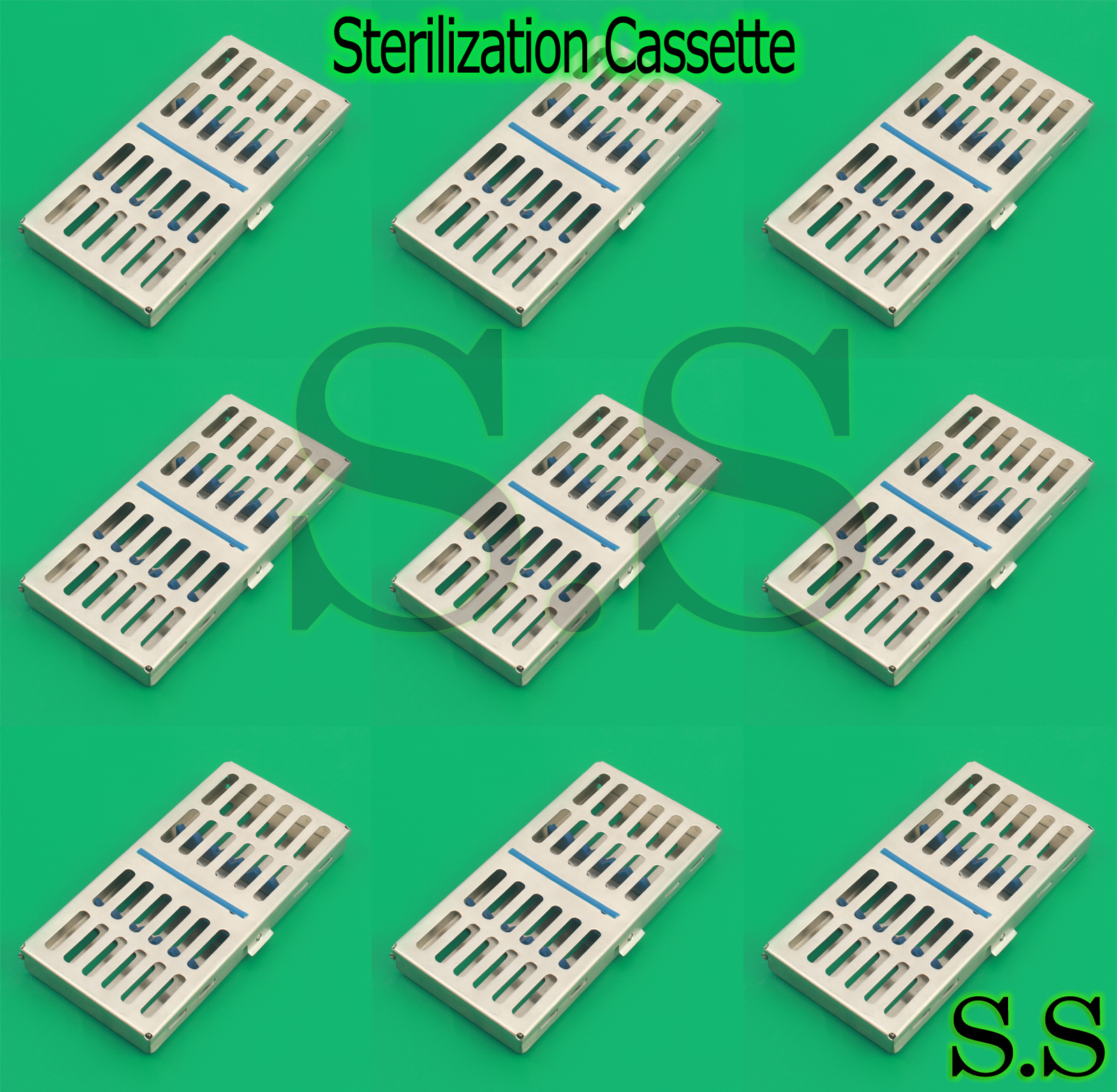 NEW 10 DENTAL AUTOCLAVE STERILIZATION CASSETTE RACK BOX TRAY FOR 7 INSTRUMENTS