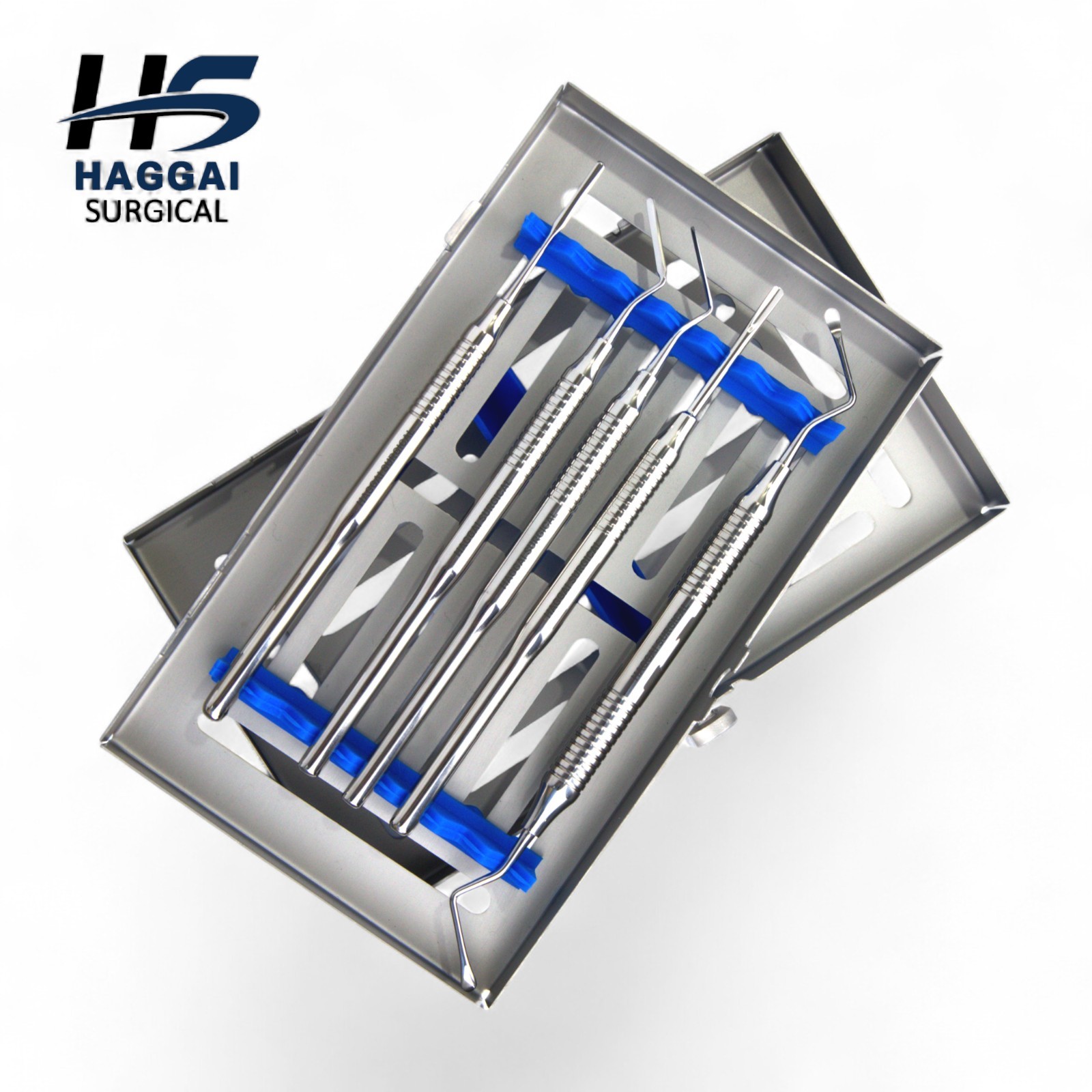 New 5 Pcs Periotome Kit with Cassette – Straight, Angled, Concaved, Reversed