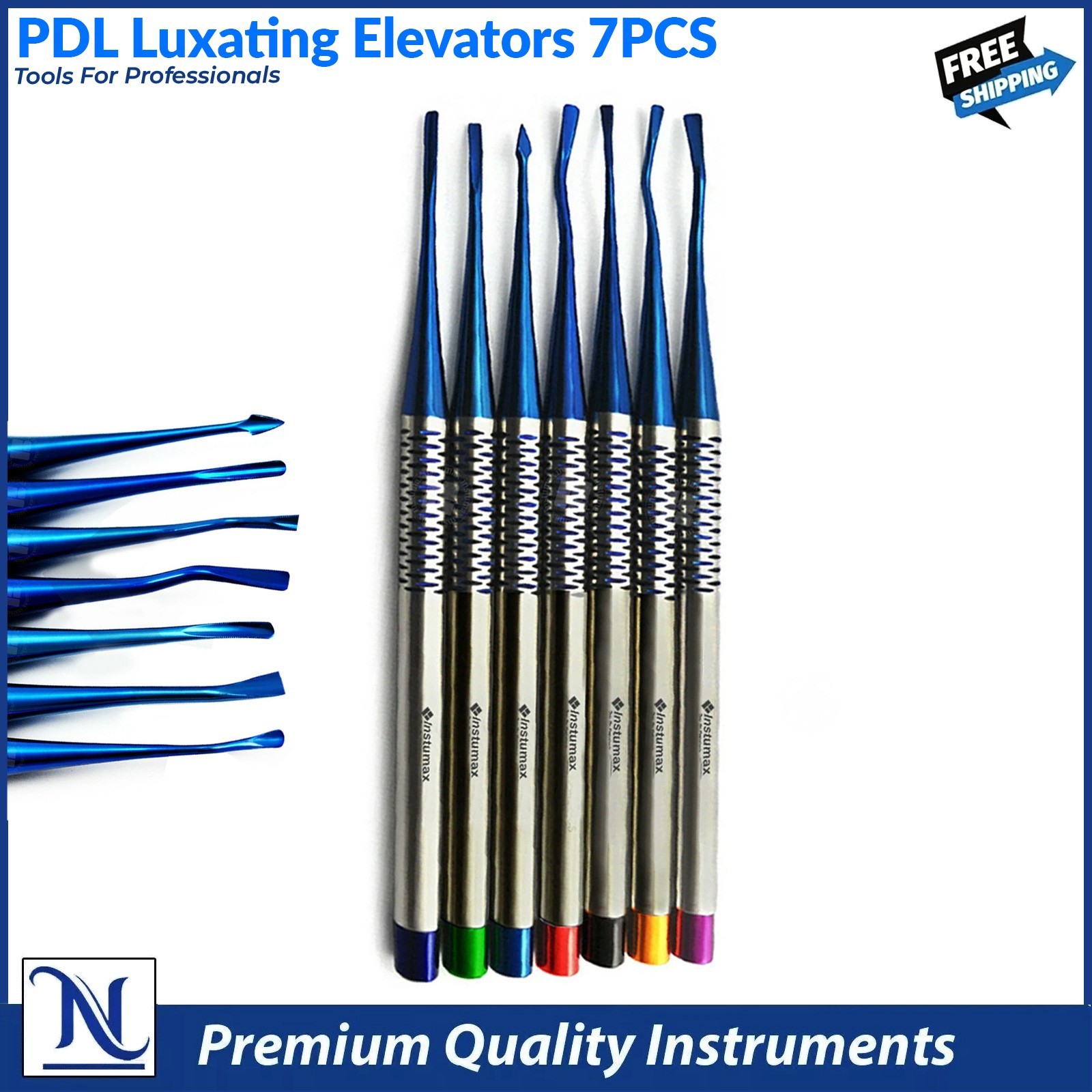 Dental PDL Luxating Root Elevators Set of 7 Precise Periotomes Tips Titanium Lab