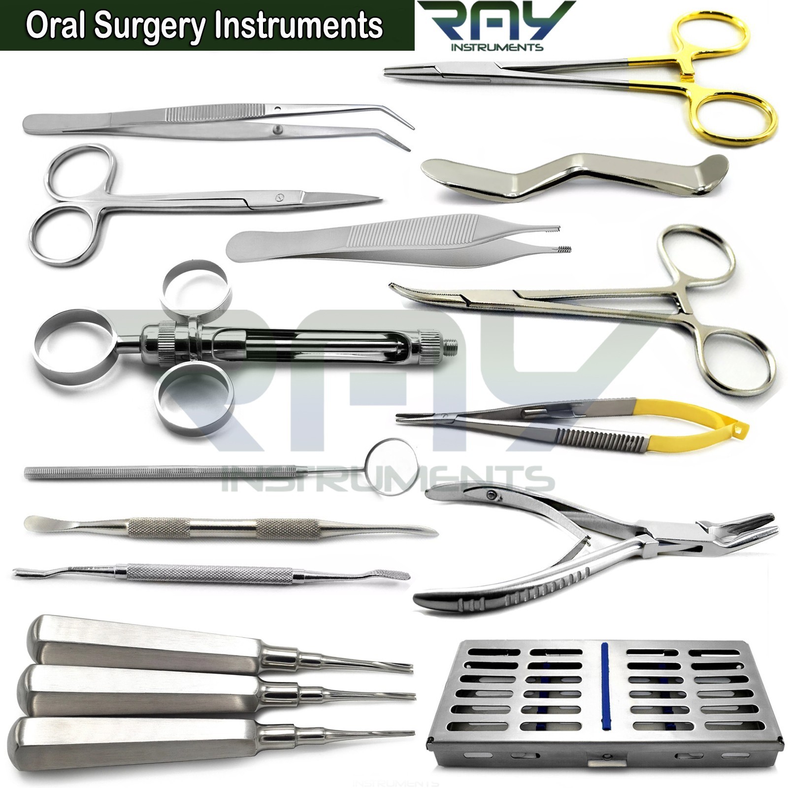 14 Pcs Dental Surgical Oral Surgery Kit With Holding Instruments Cassette