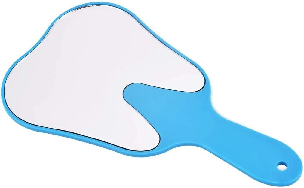 6pcs Tooth Mirror Tooth Shaped Handle Dental Mirror Tool Hand Mirror Plastic Gla