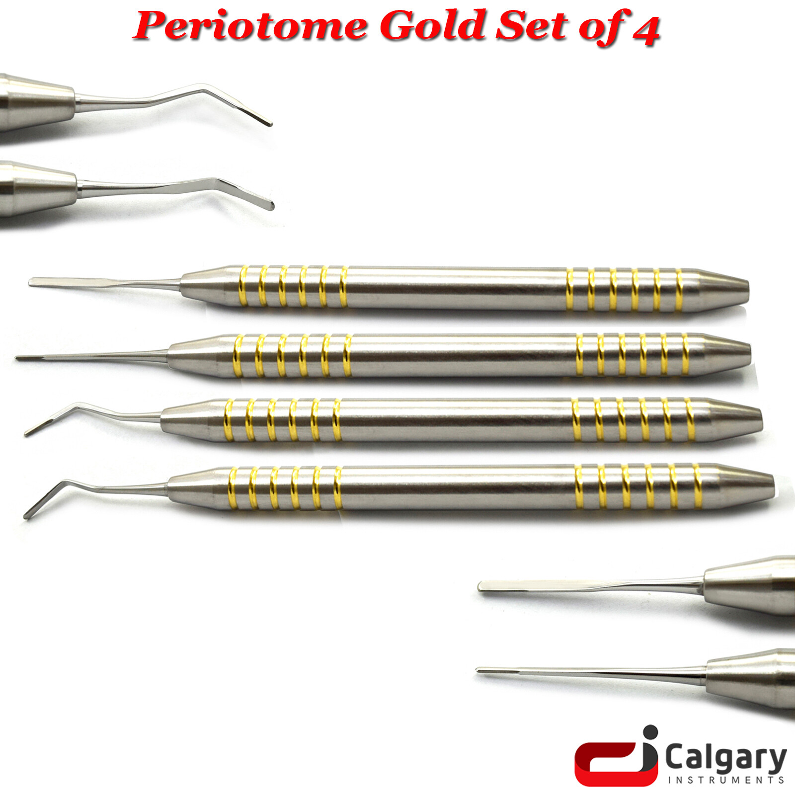 Set of 4 Periotome Gold Dental Periodontal Ligament Atraumatic Extraction Kit